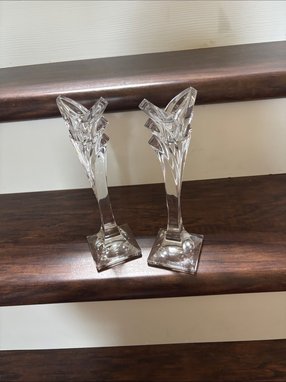 Crystal Mikasa Candlestick Holders - Clear Glass Home Accents (Pair)